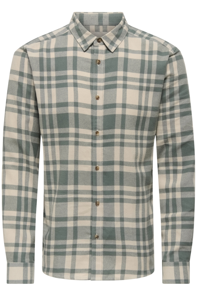 ONSGUDMUND LS CHECKED SHIRT NOOS 22007112 BALSAM GREEN/SILVER LINING